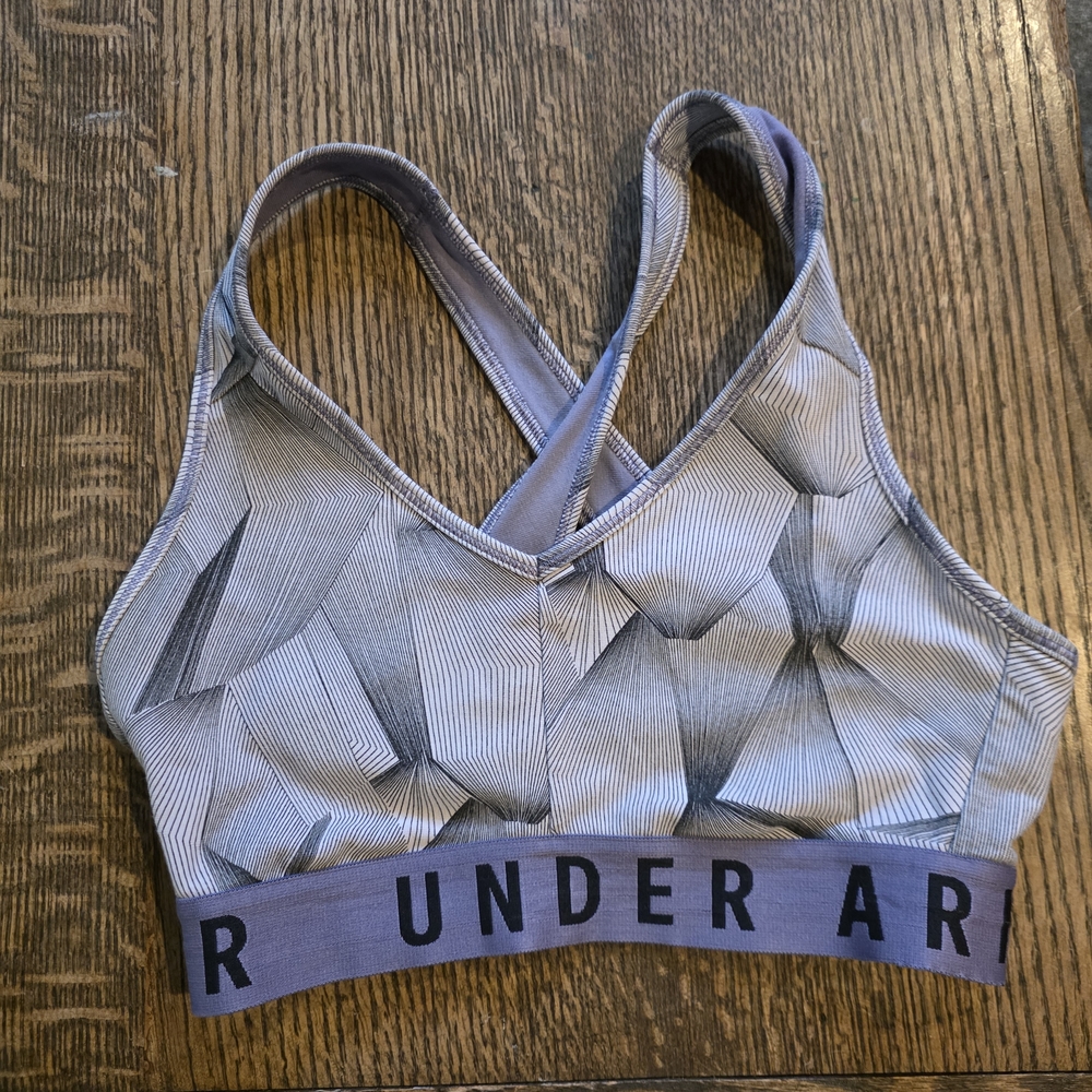 Under Armour Women's Geometric Sports Bra - Gray and Black